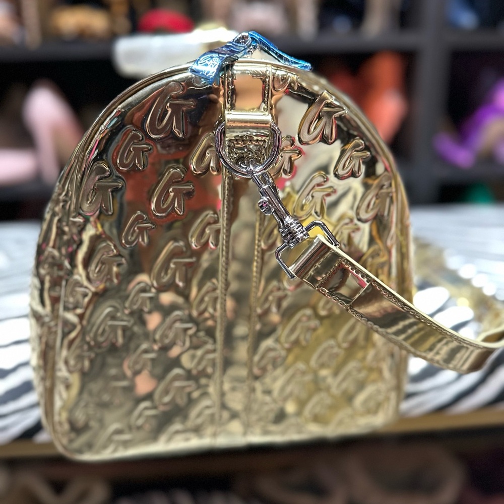 Glamaholic Metallic Monogram Duffle Bag Gold NWOT - Picture 2 of 7